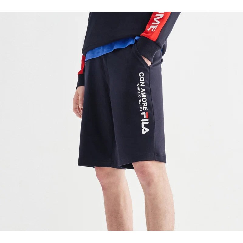 Pantalones cortos deportivos con estampado de letras del logotipo, azul