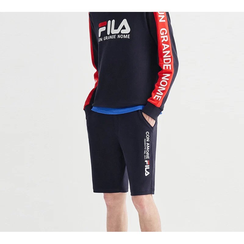 Pantalones cortos deportivos con estampado de letras del logotipo, azul