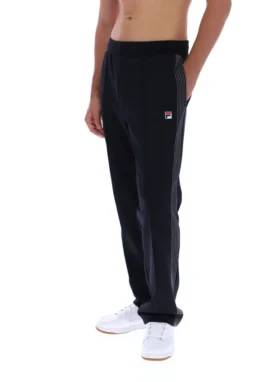 Pantalones de chándal negros Tavis de corte recto con costuras en contraste