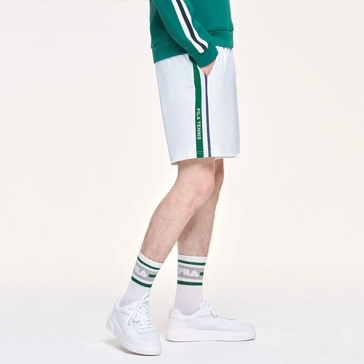 Pantalones de tenis transpirables con tejido lateral para hombre, blancos