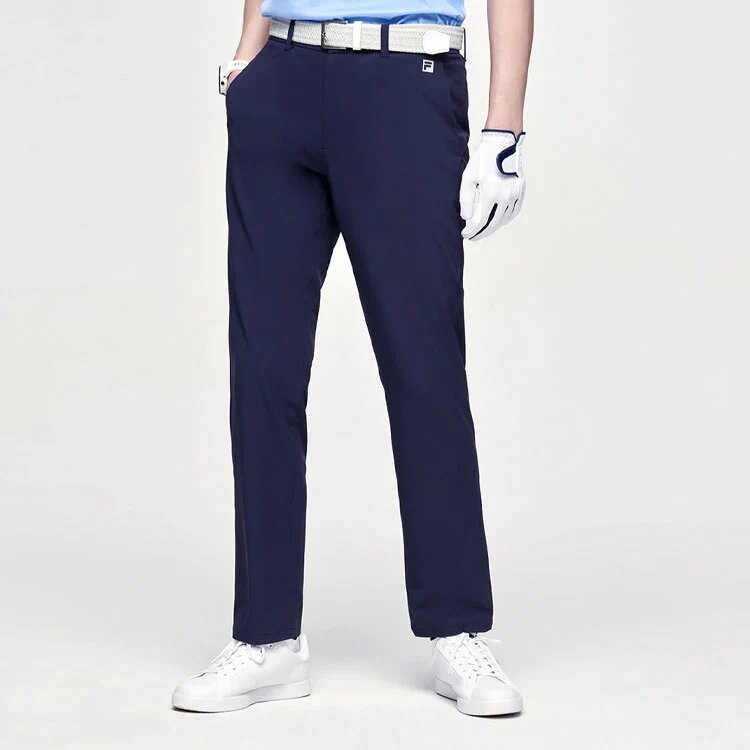 Pantalones largos deportivos de tejido liso para gimnasio, color azul