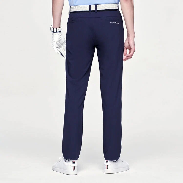Pantalones largos deportivos de tejido liso para gimnasio, color azul