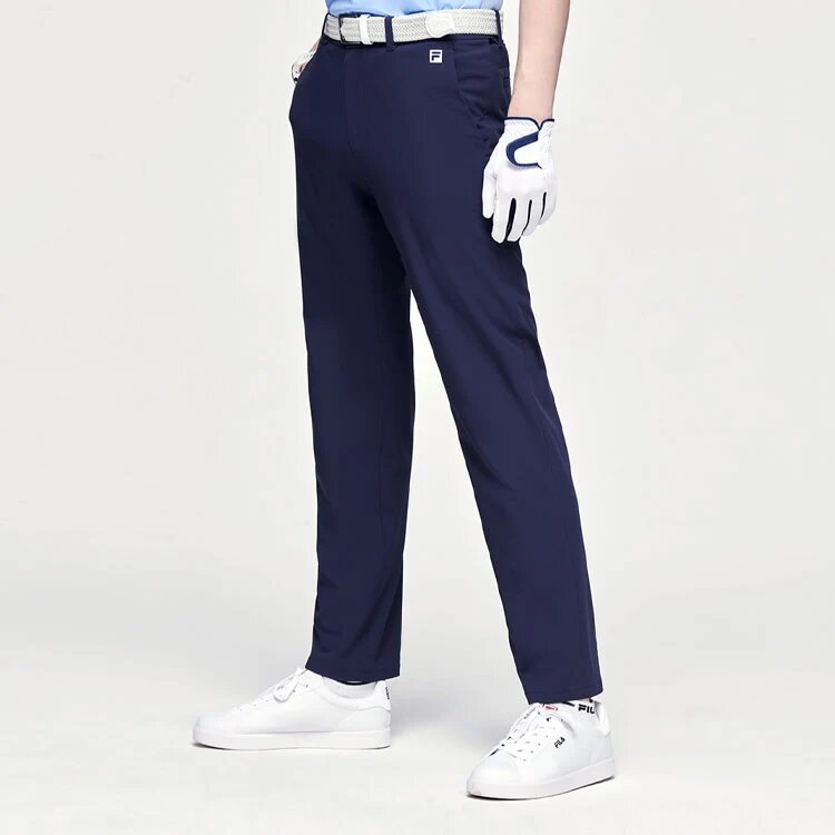 Pantalones largos deportivos de tejido liso para gimnasio, color azul
