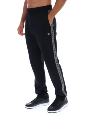 Pantalones rectos Layton negros con detalle de cinta