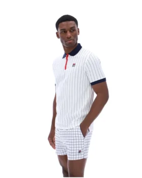Polo clásico vintage a rayas BB1 blanco