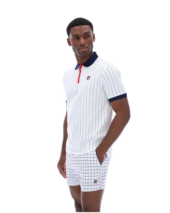 Polo clásico vintage a rayas BB1 blanco
