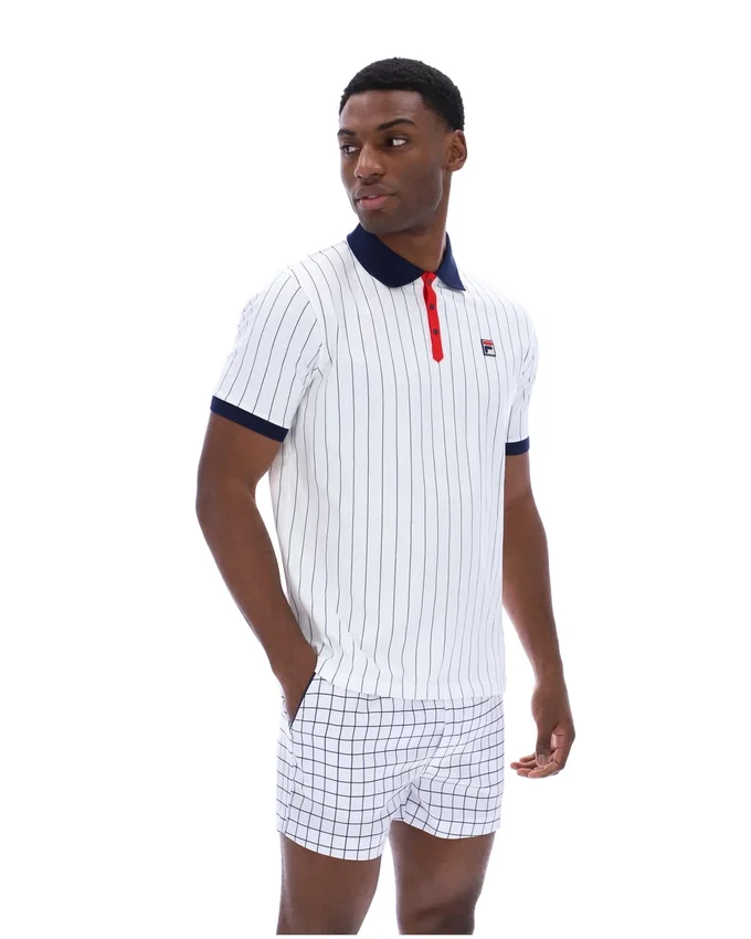 Polo clásico vintage a rayas BB1 blanco