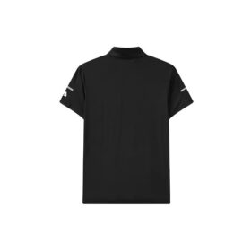 Polo de manga corta holgado con estampado de logotipo, negro