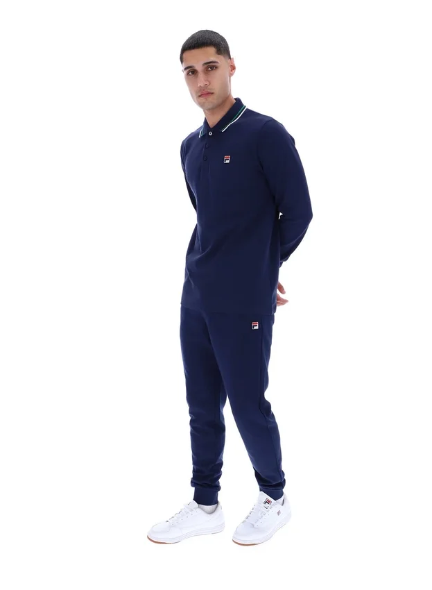 Polo de manga larga con cuello ribeteado «Monte» de Fila Navy
