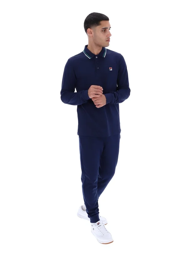 Polo de manga larga con cuello ribeteado «Monte» de Fila Navy