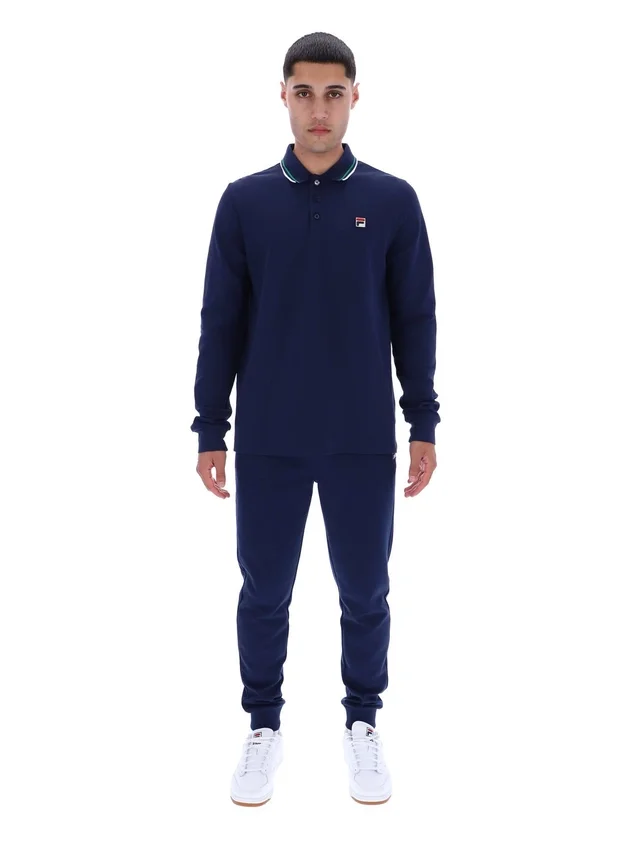Polo de manga larga con cuello ribeteado «Monte» de Fila Navy