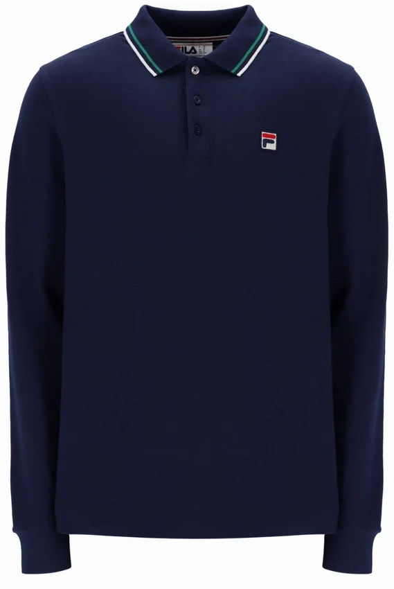 Polo de manga larga con cuello ribeteado «Monte» de Fila Navy