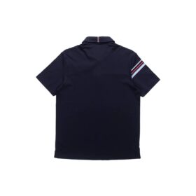 Polo deportivo informal de pantalones cortos con rayas en colores contrastantes para hombre, azul
