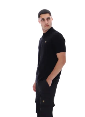 Polo negro de punto texturizado Sander