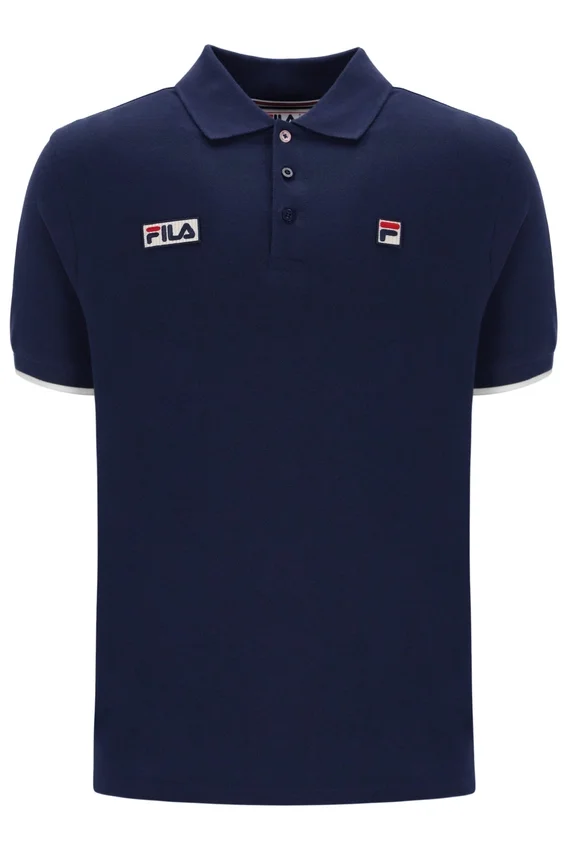 Polo Pablo de Fila en azul marino con tres botones y ribete