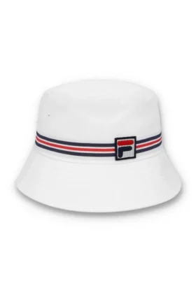 Sombrero de pescador con rayas Heritage en blanco