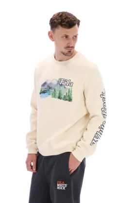 Sudadera de cuello redondo «Len Graphic» en blanco