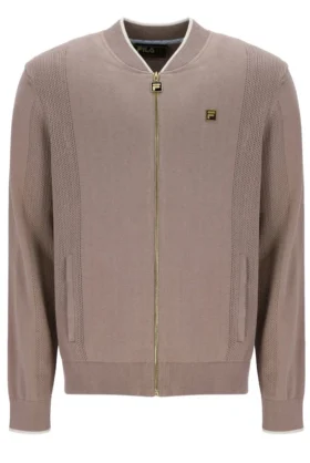 Sudadera Ferguson de punto abierto con paneles de punto calado en color Mocha Meringue