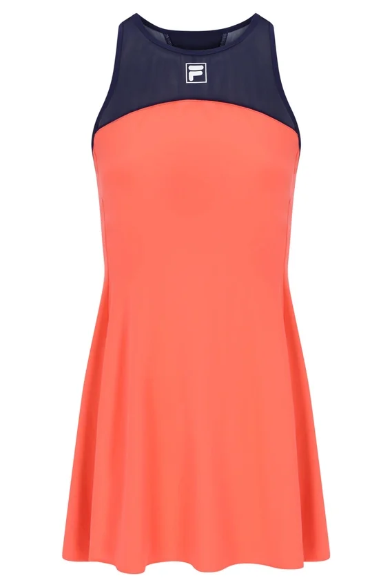 Vestido de jersey para mujer en naranja neón con pantalones cortos interiores