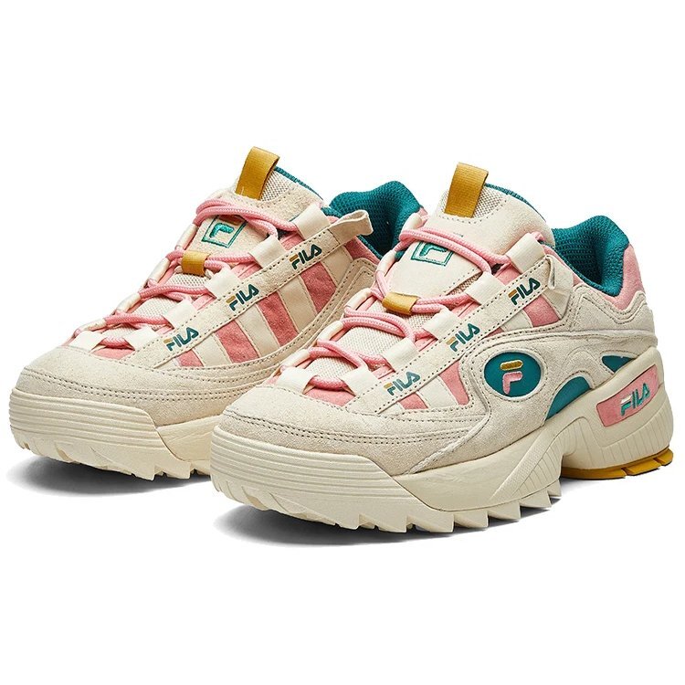 Zapatillas de entrenamiento clásicas D-formation, blancas/verdes/rosas