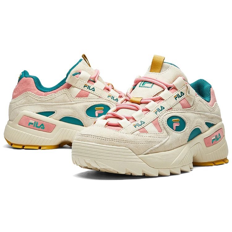 Zapatillas de entrenamiento clásicas D-formation, blancas/verdes/rosas